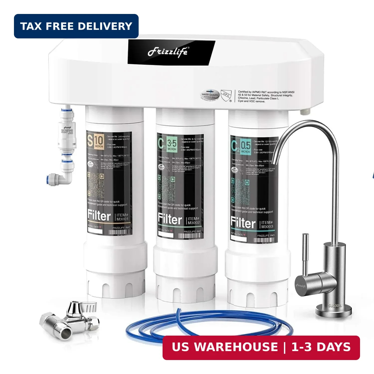 Frizzlife Under Sink Water Filter System, NSF/ANSI 53&42&372 Certified, 8 Layer gallery
