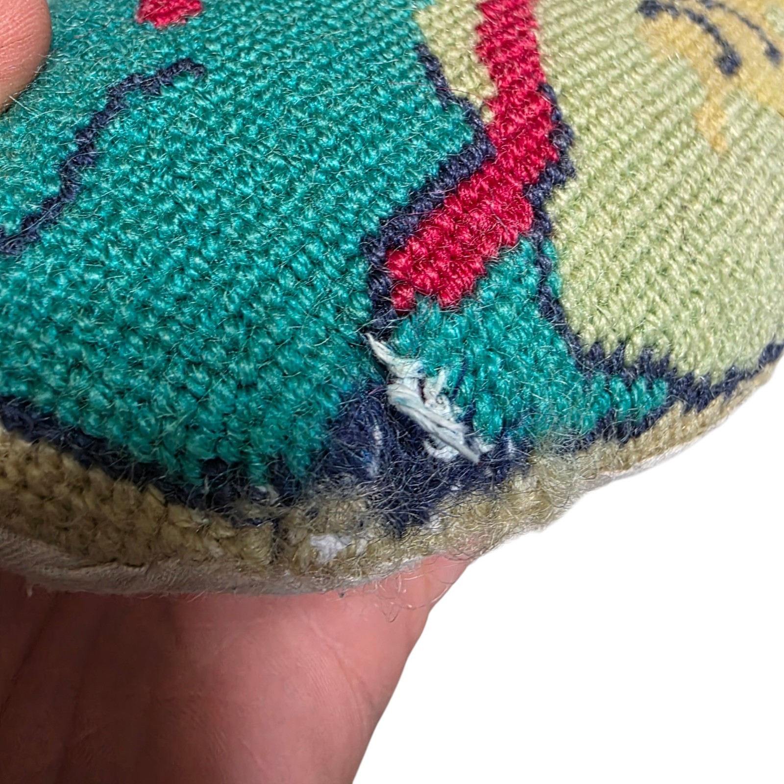 Vintage Fish Shaped Needlepoint Throw Pillow 21x9 Coastal Beach Cottage Decor gallery