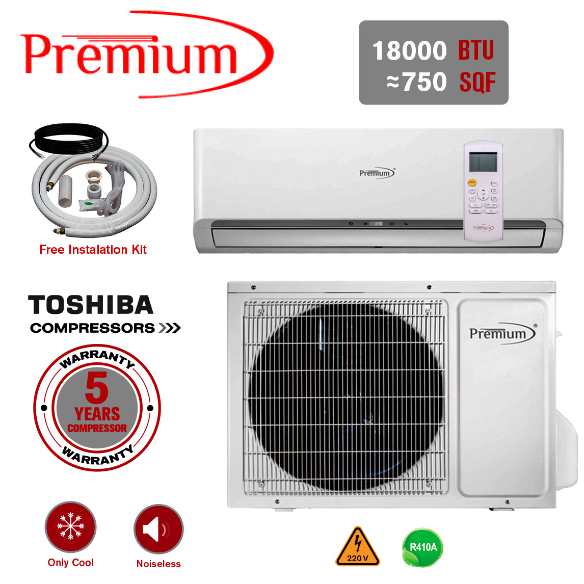18000 BTU Air Conditioner Mini Split AC Ductless ONLY COLD 220V gallery