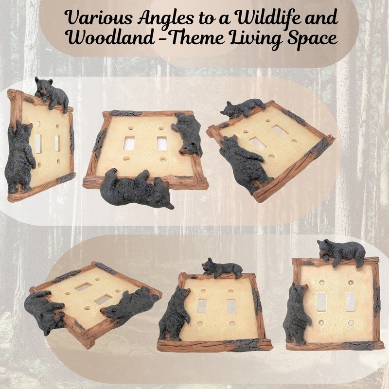 Black Bear Log Double Toggle Switch Wall Plate Cover Cabin Lodge Home Decor gallery
