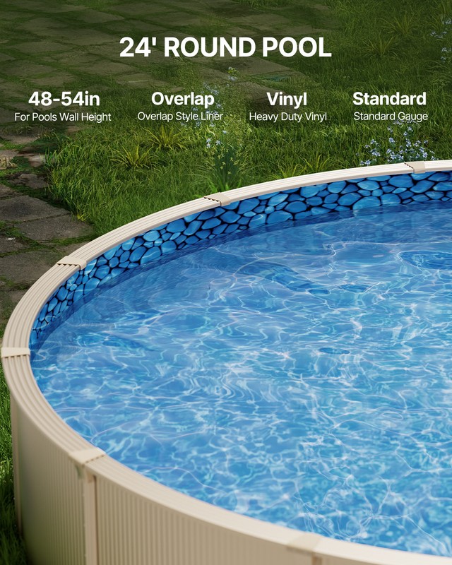 Round Pool Liner 24ft Overlap Style Pool Liner 54in Wall Height Durable gallery