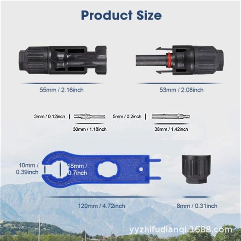 44PCS Solar Panel Connector Male Female with Spanner Solar Plug Waterproof IP67 gallery