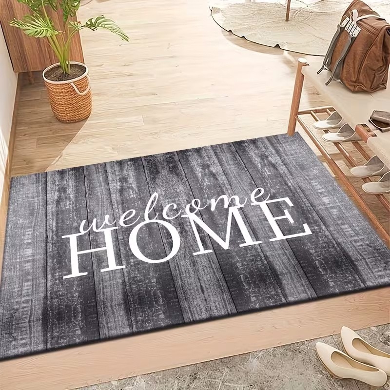 Rustic Grey Wood Welcome Home Doormat Non Slip Front Door Entryway Rug Mat gallery