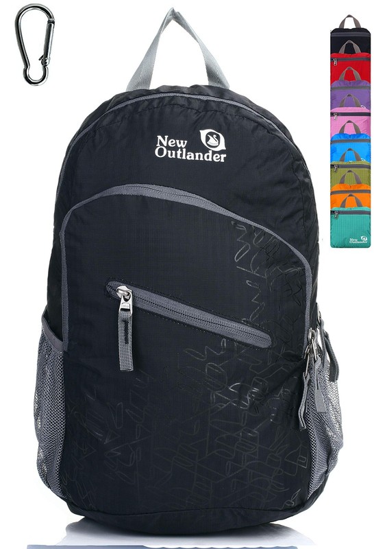 Lightweight Packable Travel Hiking Backpack Daypack – Black – Size Large