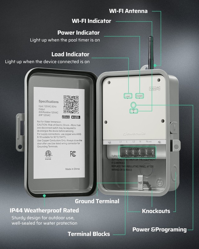DEWENWILS Pool Pump Timer, Outdoor Smart WiFi Box On/Off Automatically gallery