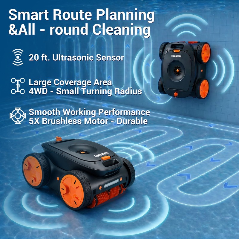 Cordless Robotic Pool Cleaner, APP&Remote Control Wall Climbing Waterline Floor gallery
