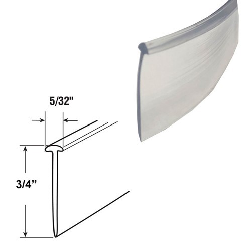 Clear 3/4" Half-Round Type Shower Door Bottom Seal and Sweep - 36 in Long gallery
