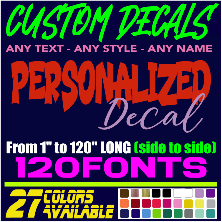 Custom Decal Sticker Vinyl Lettering Personalized Text,Window Wall Car Truck (14 gallery
