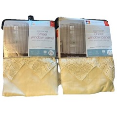 Window Sheer Panel – Solid Rod Pocket – 84″ L x 60″ W Lot of 2