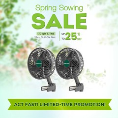 2PC Mars Hydro 6″ Oscillating Smart Grow Tent Fan Clip for Grow Tents, EC/Motor