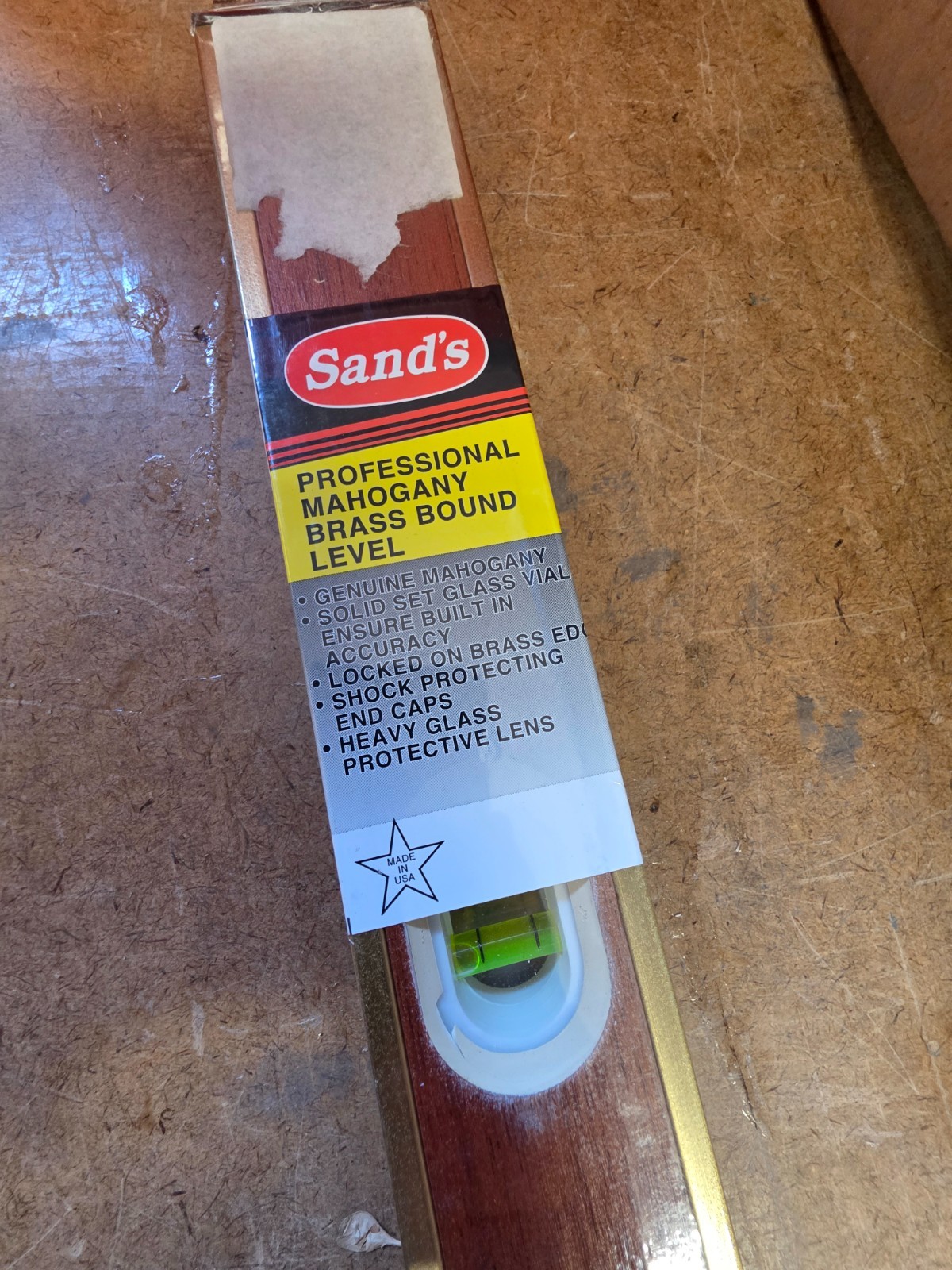 NOS Sand’s Pro 48" Mahogany Brass Bound Mason Level NEW in Plastic No. 12AB-48 gallery
