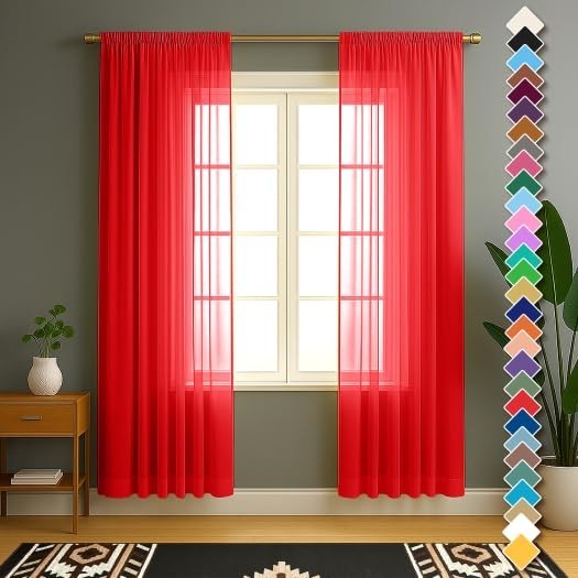 Elegant Sheer Curtains 2 Panel Set - Light Filtering Rod Pocket Drapes 54"x84" R gallery