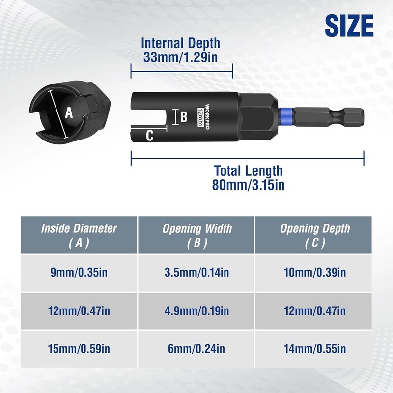 WORKPRO Wing Nut Driver Set 3 PCS Compatible 1/4'' Hex Shank 9mm 12mm 15mm New gallery