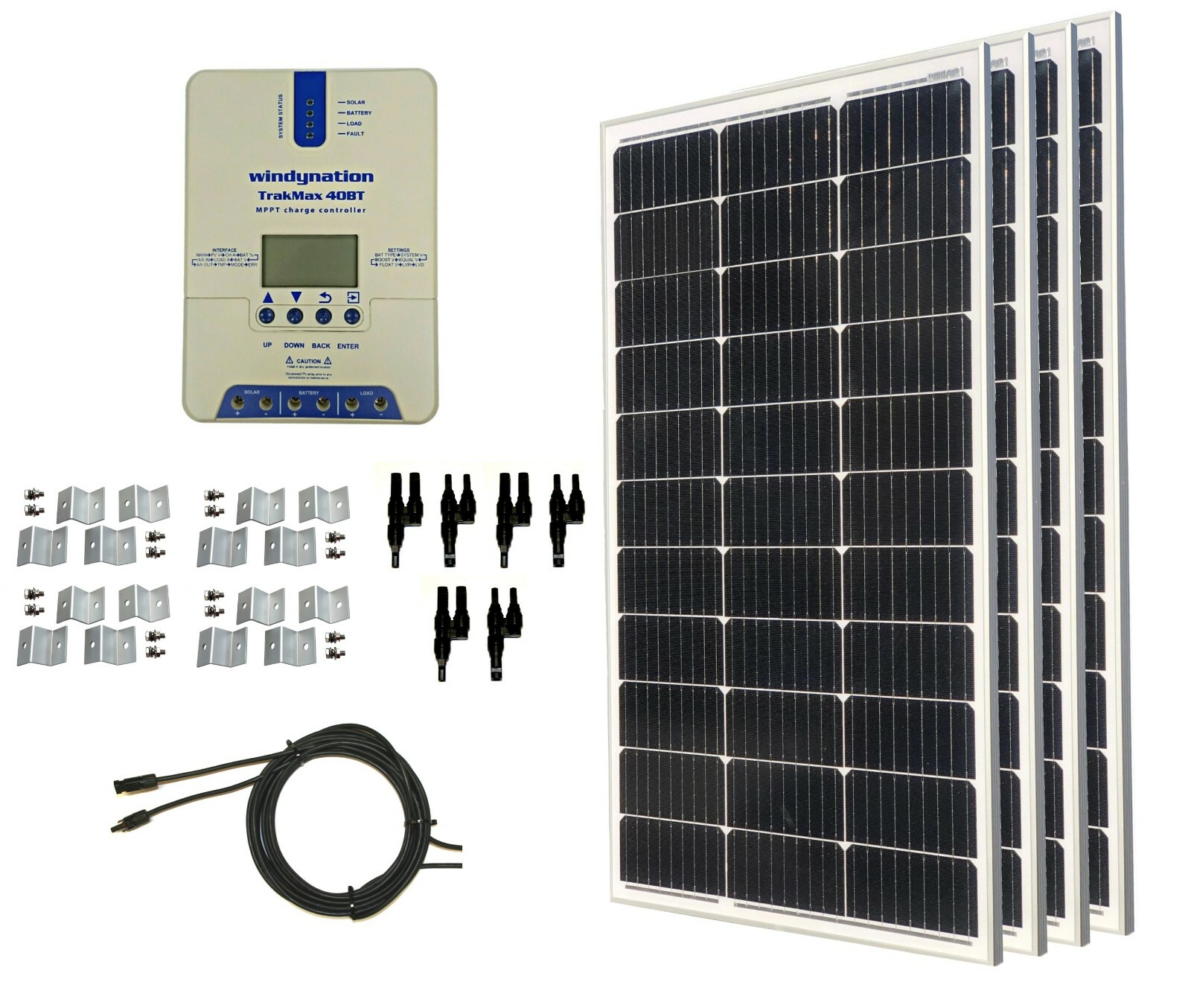 WindyNation 400W Monocrystalline Solar Panel Kits w/ MPPT 40A Charge Controller gallery