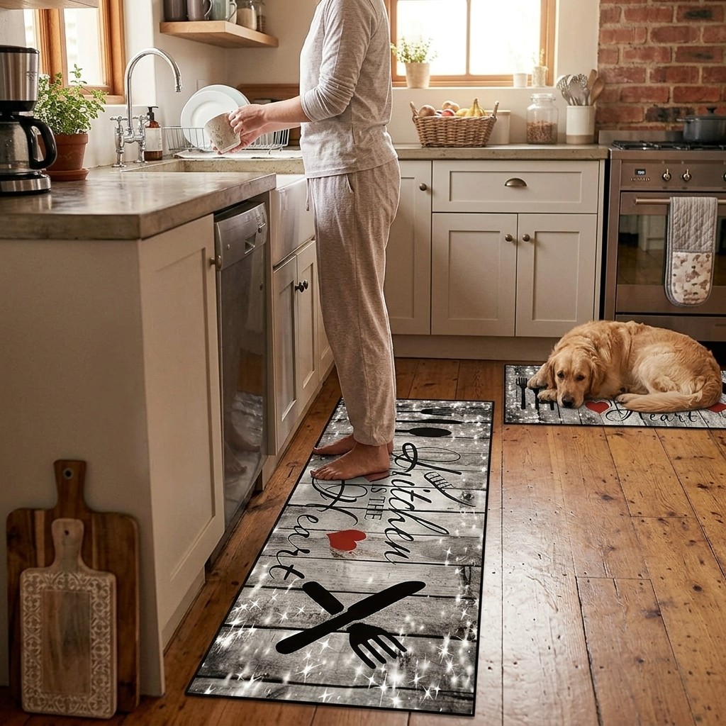 Kitchen Entryway Floor Mat American Style Wear Resistant Rug Non-slip Easy Care gallery