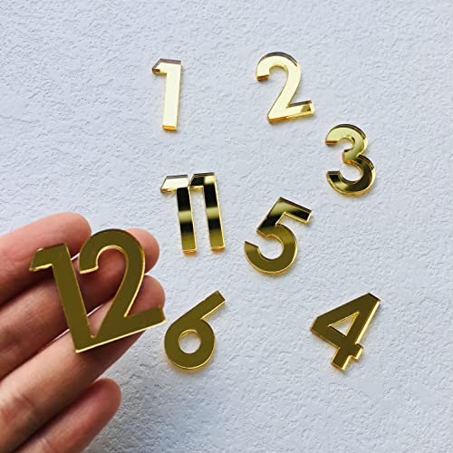 12 Pcs Arabic Mirrored Acrylic Numerals for a Wall Clock () Mirror Gold gallery