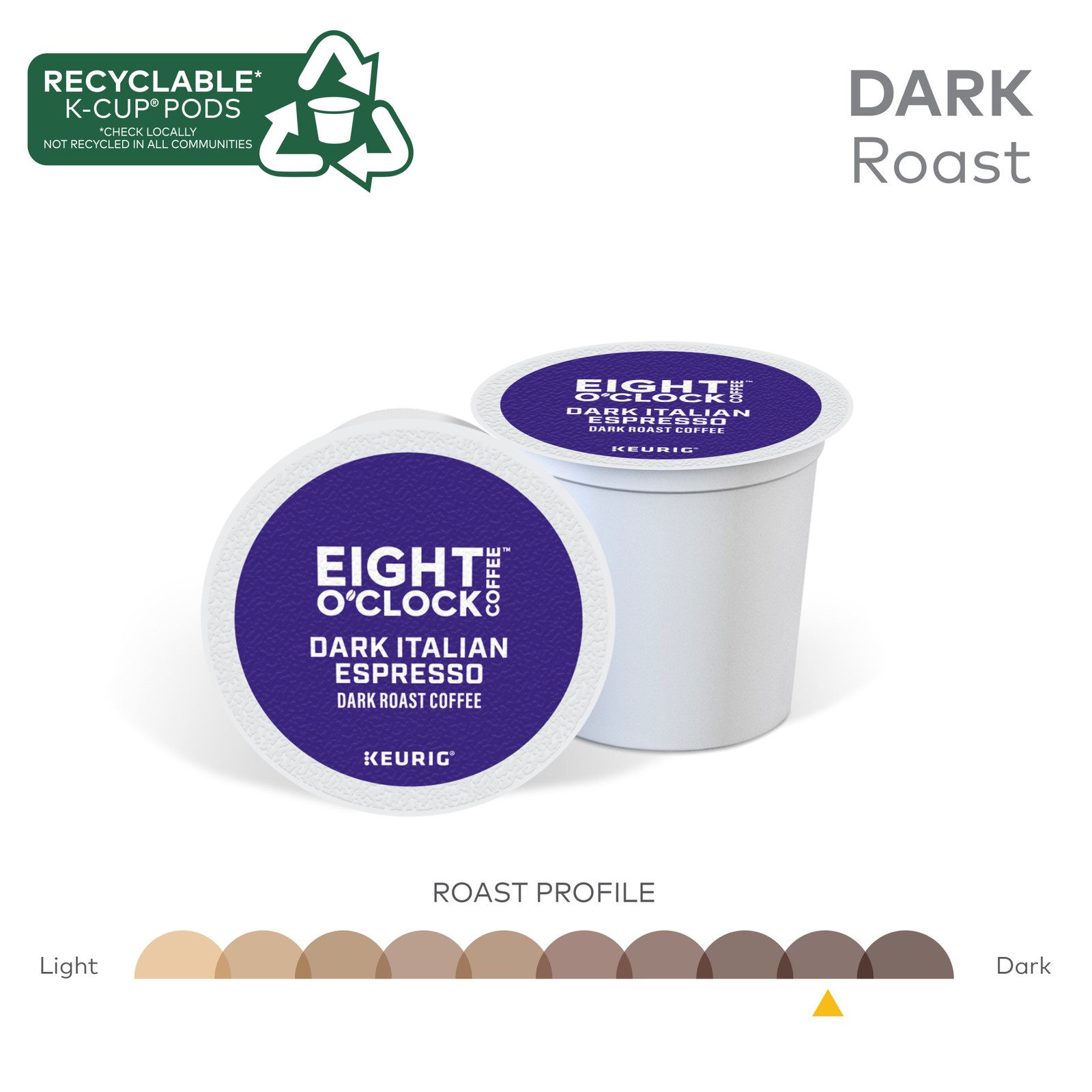Eight O Clock, Dark Italian Roast, K-Cup Pods, Dark Roast Coffee, 144 Count gallery