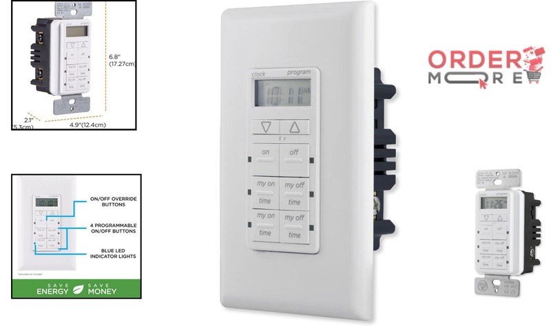 In-Wall Digital Timer 4 Programmable Buttons 24-Hour Cycle Indoor Outdoor Lights gallery