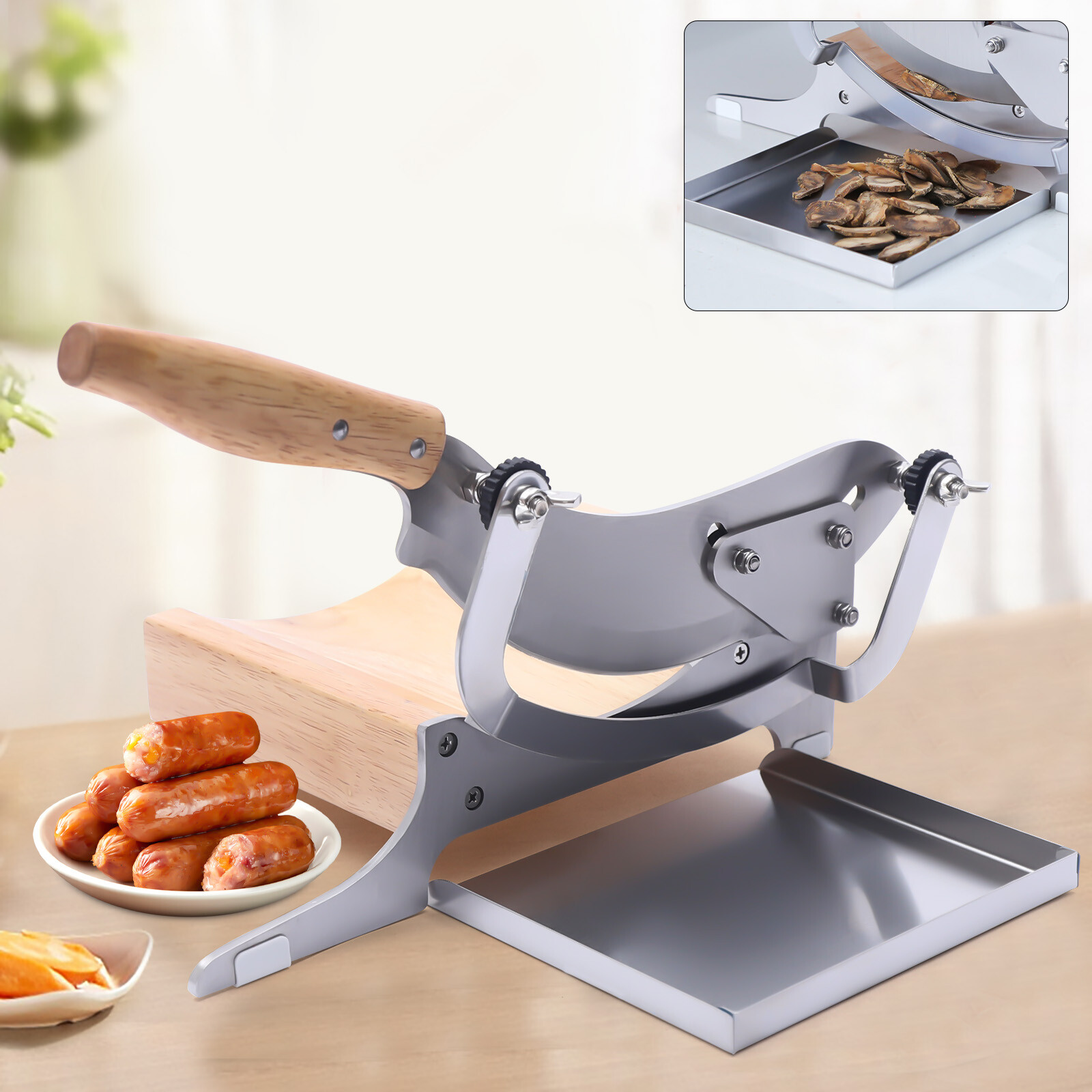 Biltong Cutter Beef Jerky Slicer Herb Ginseng Slicer Solid Rubber Wood Handle gallery
