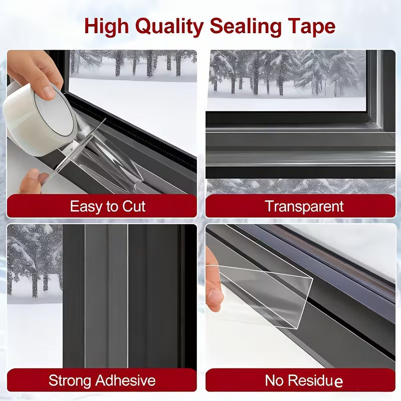 Transparent Window Weather Sealing Tape 2 Inch x 32.8ft Clear Weather Draft Stop gallery