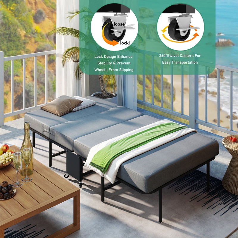 Portable Folding Bed with Memory Mattress & Metal Frame Twin ,Cot Size,Roll Away gallery