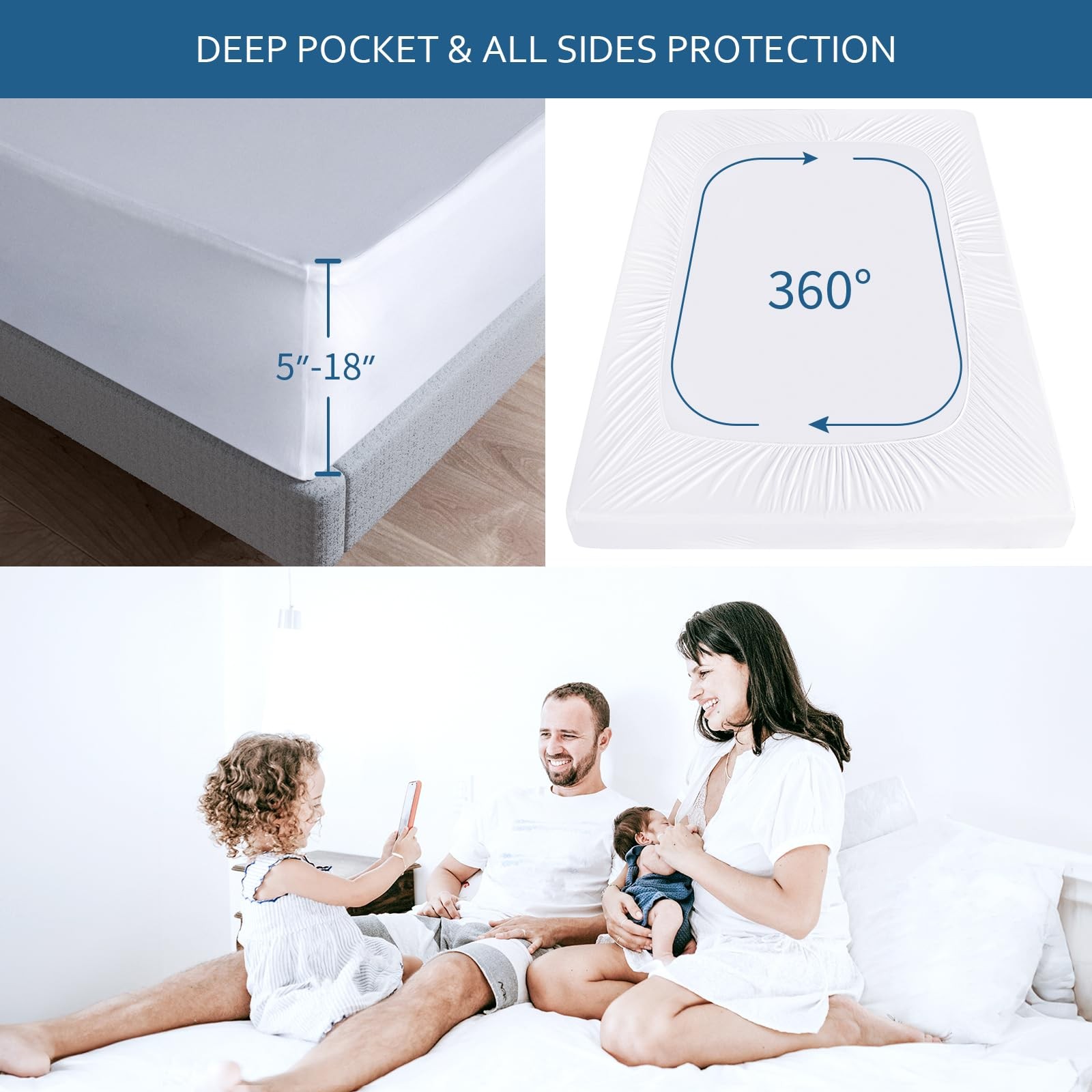 Moonsea Queen Size Mattress Protector Waterproofmattress Cover Protector Smooth gallery
