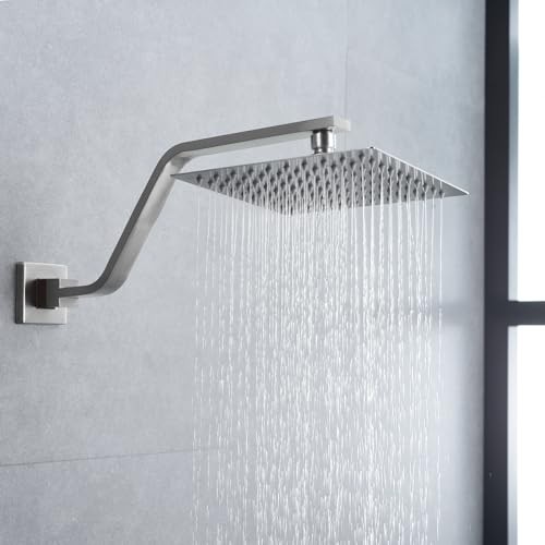 16 Inch S Shape Shower Head Arm, Square Wall Mounted Shower Arm Brushed Nickel gallery