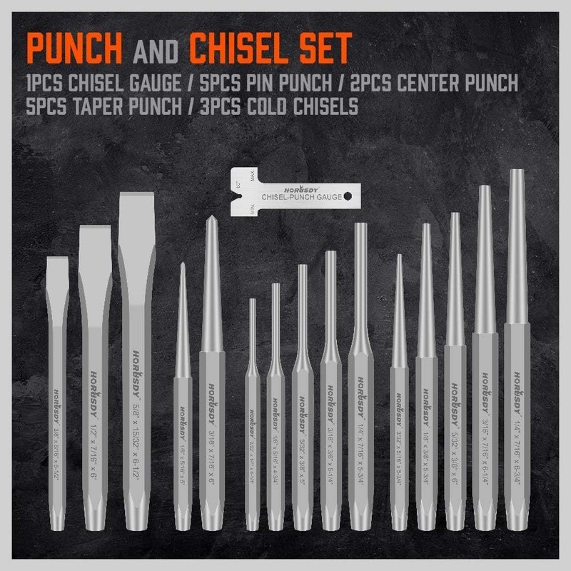16-Piece Punch and Chisel Set, Including Taper Punch, Cold Chisels, Pin Punch... gallery