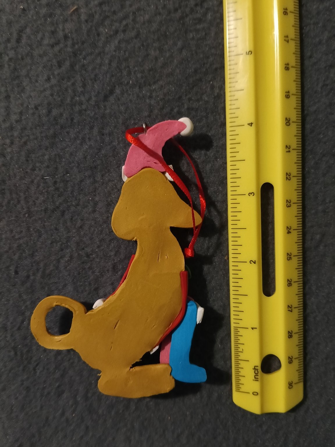 Handmade Polymer Clay Dog Ornament Christmas Holiday Festive ~4.5" Sculpted gallery