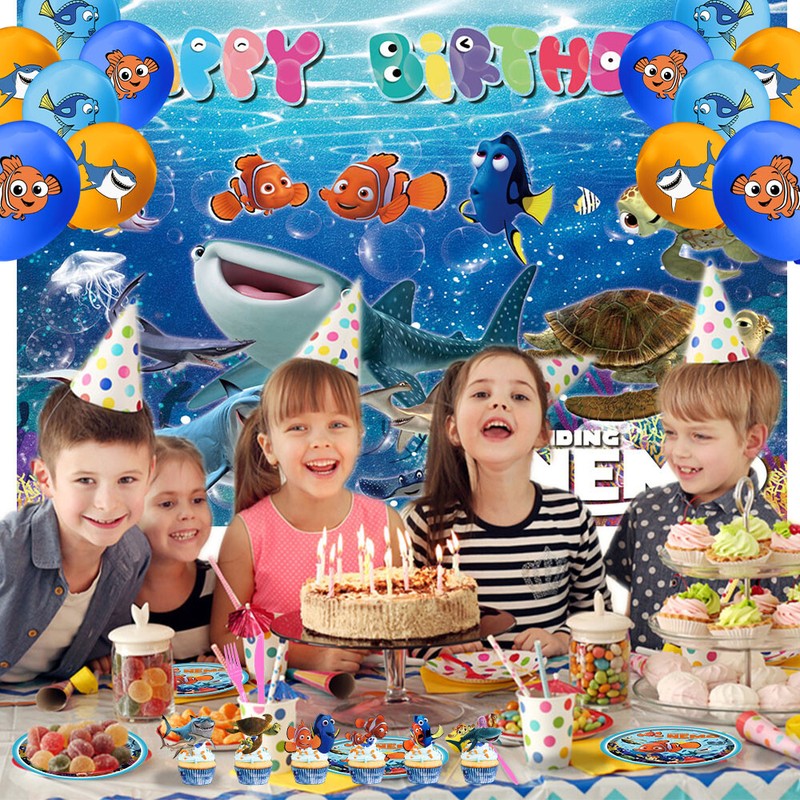 Finding Nemo Party Supplies Set Plates Balloons Banner Cake Topper Birthday Gift gallery