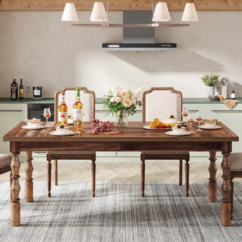 62.2'' Modern Dining Table Large Rectangular Wooden Kitchen Table for 4-6 People gallery