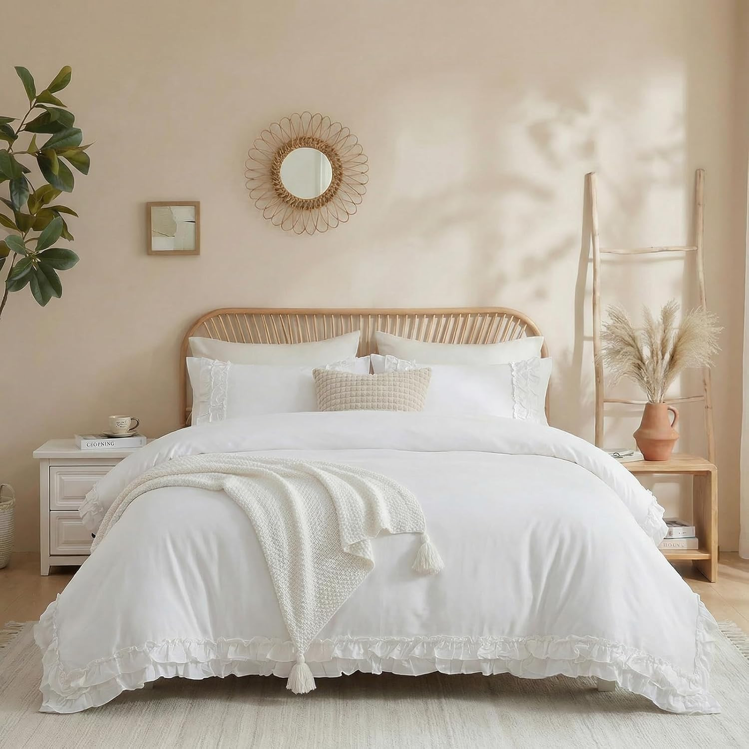 100% Cotton Ruffled Queen Comforter Set - White Farmhouse Chic gallery