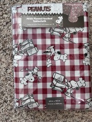 Peanuts Snoopy PEVA Flannel-Backed Tablecloth Cover 60×102″ BBQ Grill Chef New