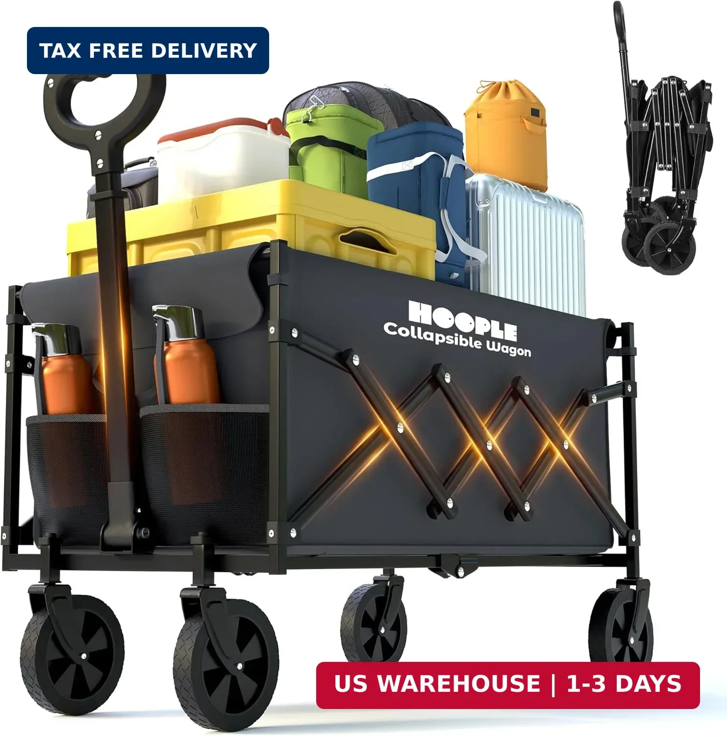 Collapsible Wagon with Wheels, Wagons Carts Foldable 220 lbs Heavy Duty, Folding gallery