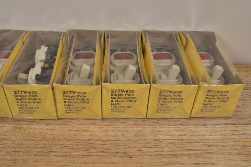 9x Eagle Single Pole Switch with RED Neon Pilot Light 120VAC 15A with Ground gallery