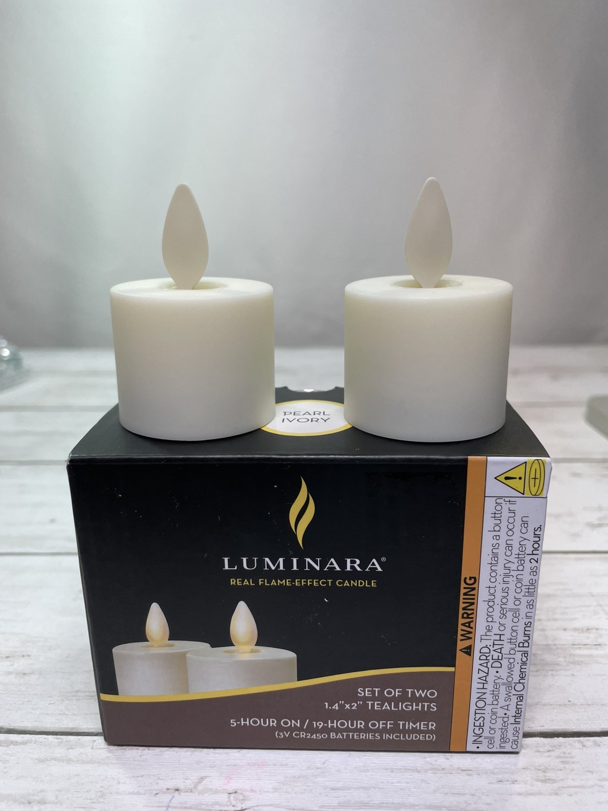 Luminara Tea Light Candles w/Timer Set of 2 w/Real-Flame Effect - 1.5"x2" NEW gallery