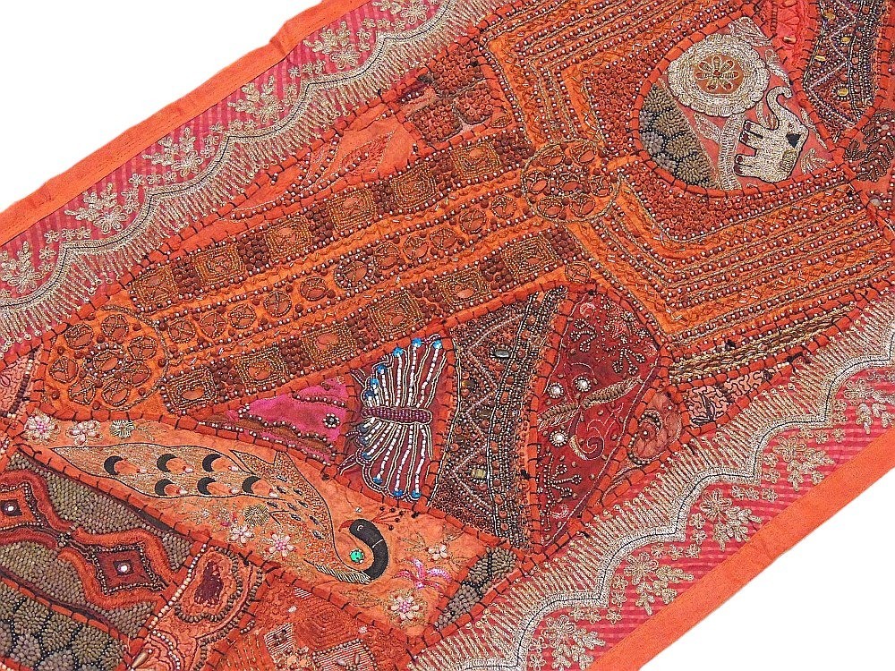 Russet India Patchwork Textile Traditional Folk Art Home Decorating Wall Hanging gallery