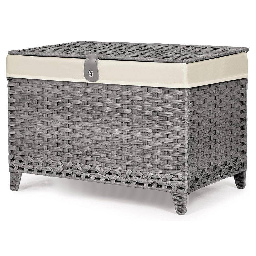 Gray 30 In. X 20.5 In. Plastic Decorative Basket with Lid and Removable Liner gallery