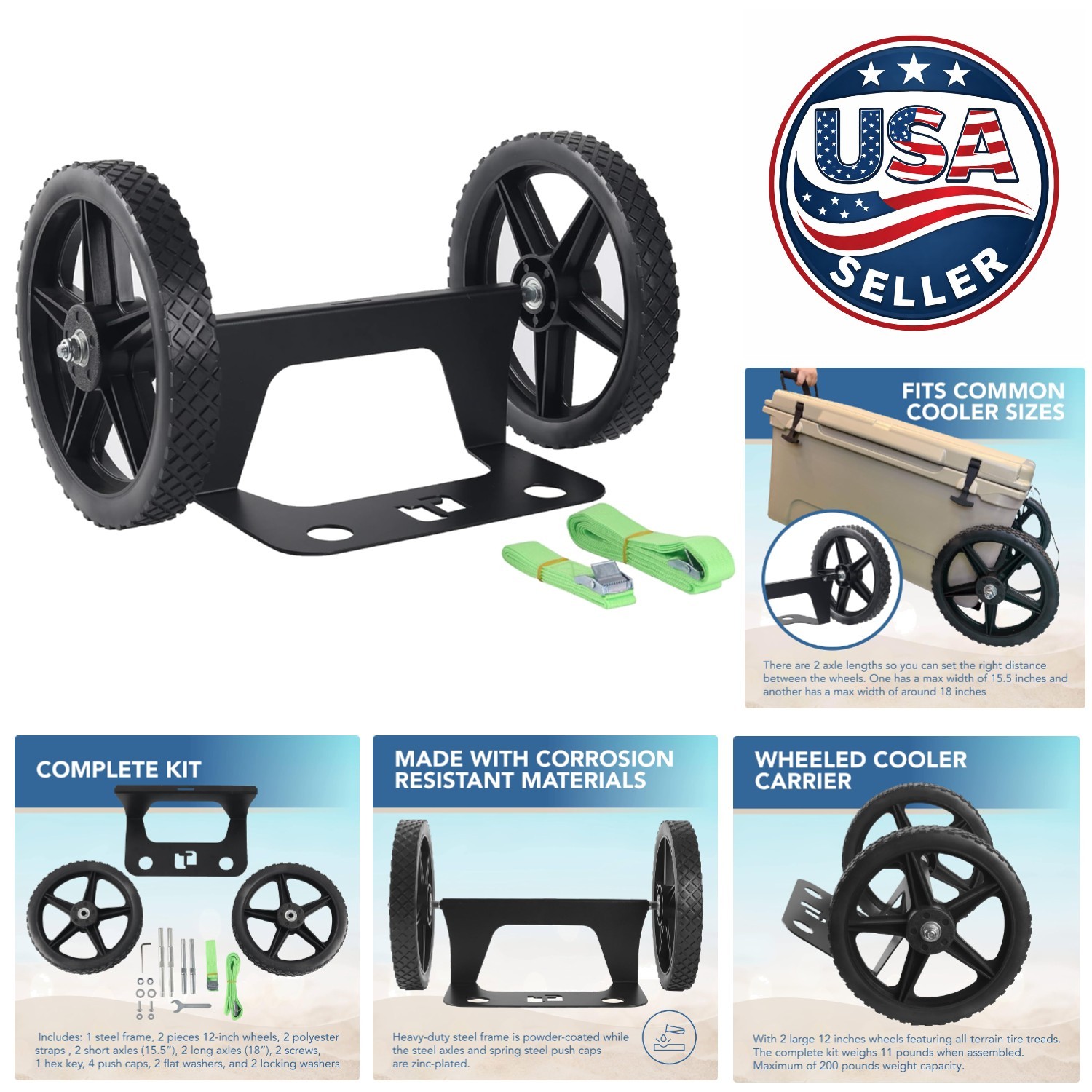 Wheeled Cooler Carrier - Adjustable Handle & Fits 15.5-18 Inch Coolers gallery