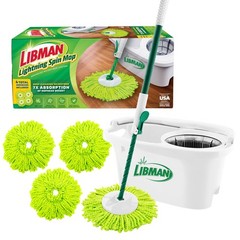 Libman Lightning Spin Mop System Plus 3 Refill Head | and White Bucket