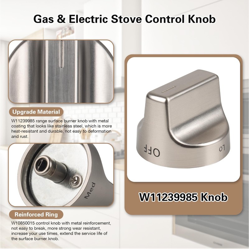 W11239985 W10850015 Stove Knobs for Whirlpool | Stainless Steel Control Knob ... gallery