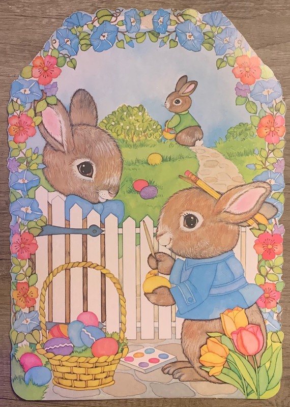 Vintage 90s Easter Decorations Static Cling Easter Bunny Lot Of 6 gallery