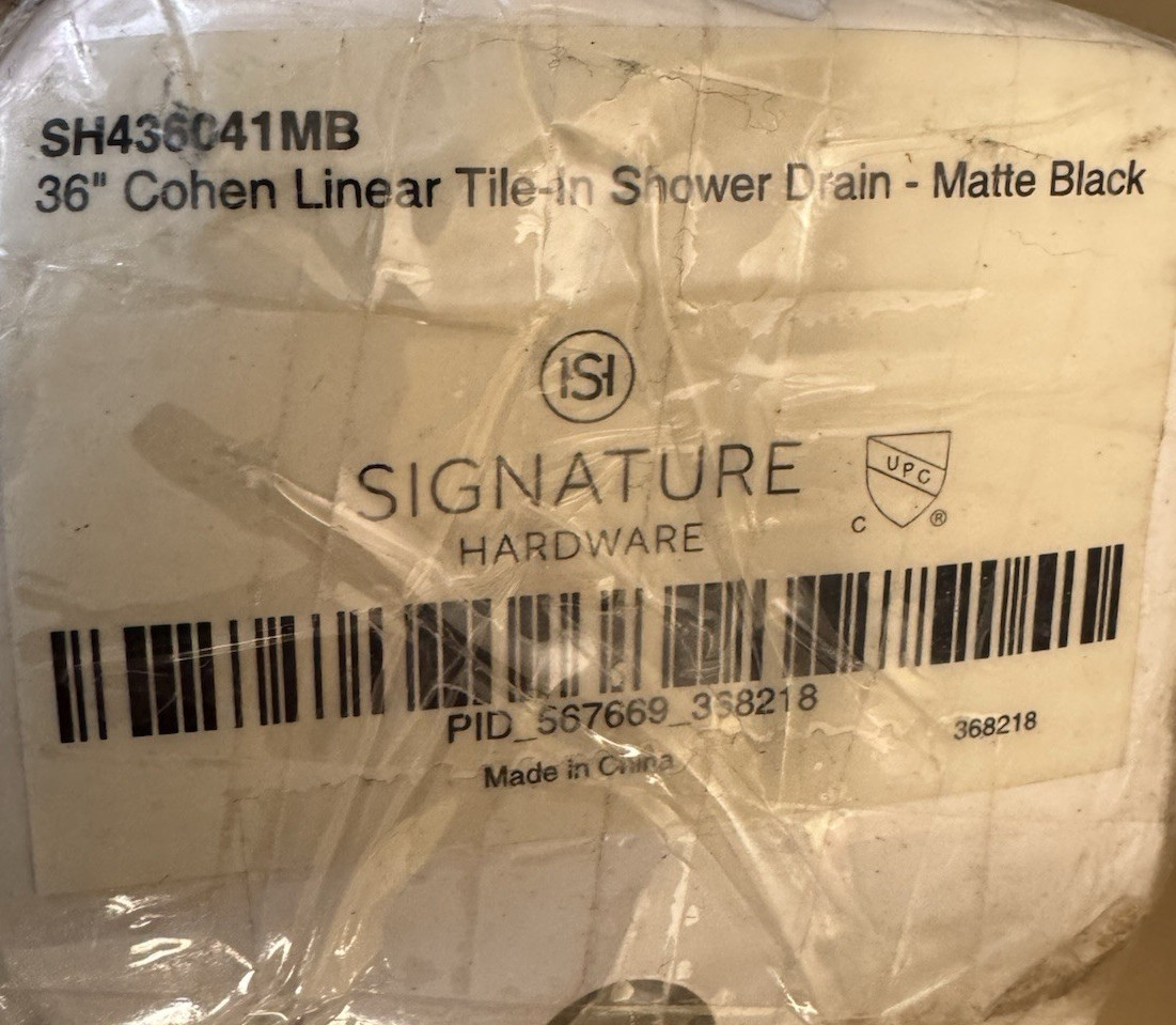 Signature Hardware Cohen 36” Linear Tile-In Shower Drain-MATTE BLACK (No Flange) gallery