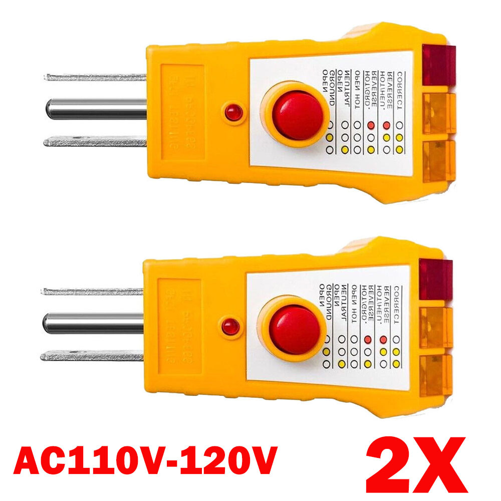 2Pcs 3pin Outlet Tester For Grounding Products For GFCI Electrical AC110V-120V gallery