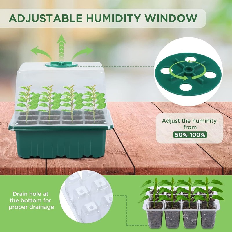 Seedfactor 7-Pack Seed Starter Tray w/ Heat Mat Seedling Plant Germination Trays gallery