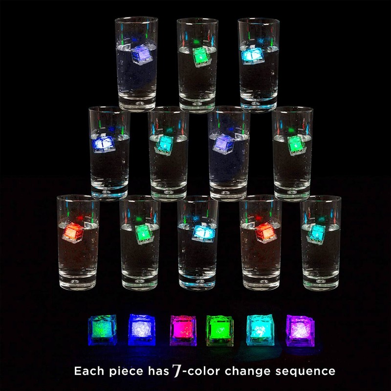 24Pcs LED Light Ice Cubes Liquid Sensor Luminous For Party Wedding Pond Bath gallery