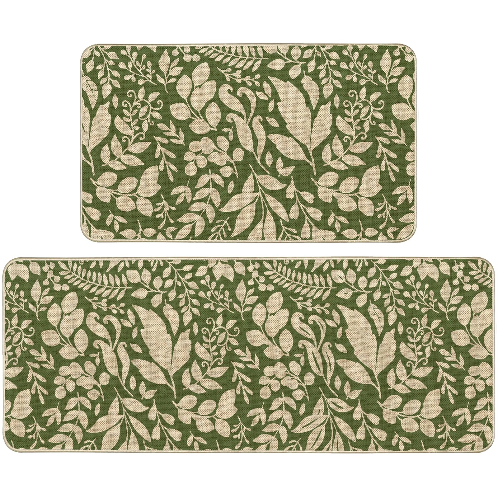 Wylumen Spring Kitchen Rug and Mat Set of 1'5" x 3'11" (Rectangular), Leaves gallery