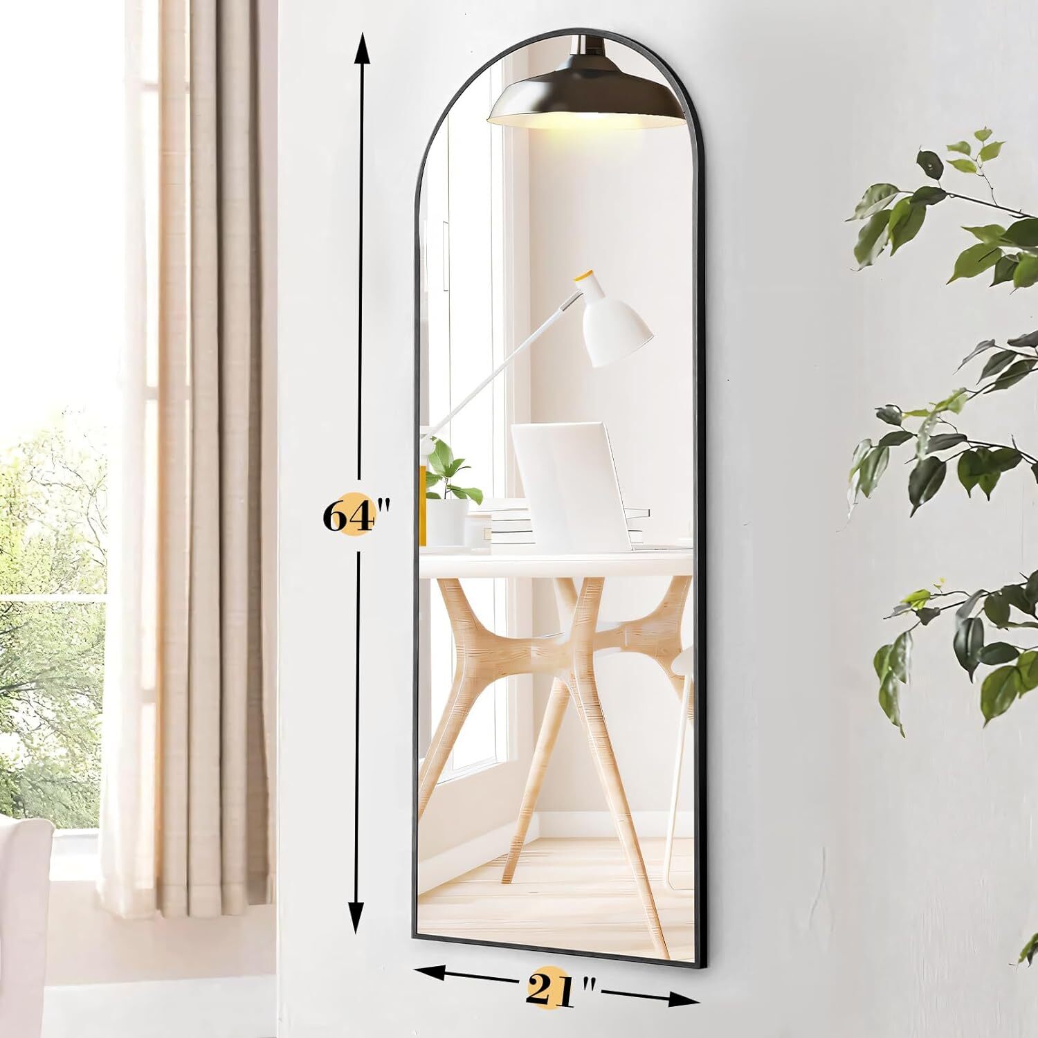 21"x64" Full-length Mirror Floor Mirror Wall Bedroom Mirror Stand Alloy Frame gallery