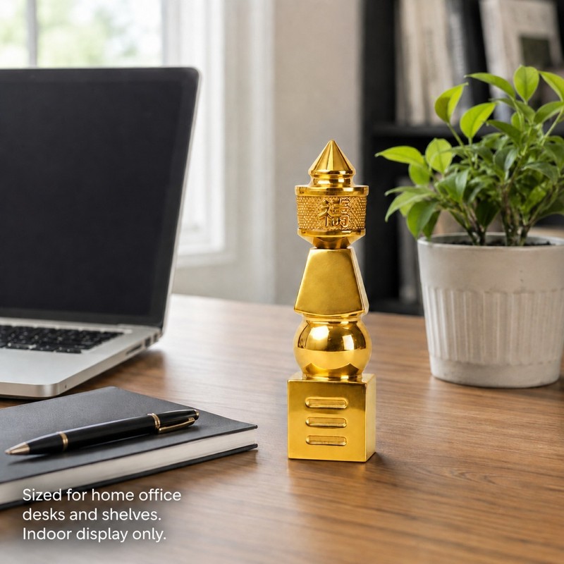 Five Element Pagoda Statue 6 Inch Brass Tabletop Feng Shui Gold Decor Figurine gallery