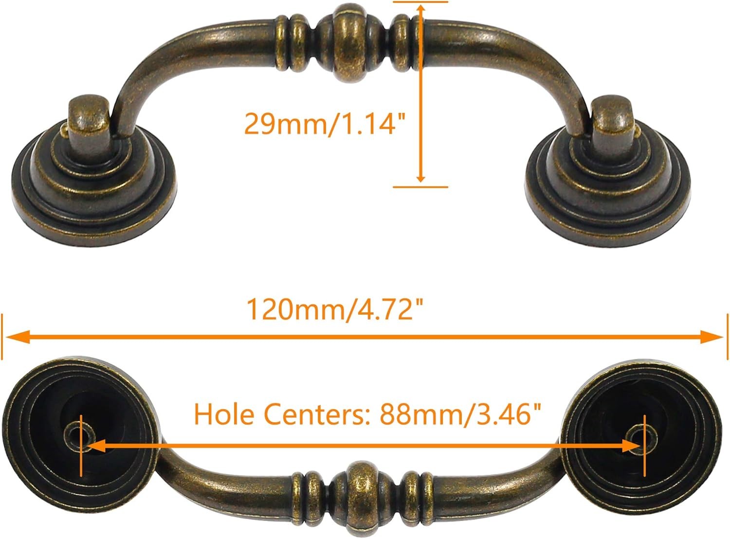 8PCS Antique Bronze Bail Drawer Pull Handles 3.5" Hole Cabinet Dresser Hardware gallery